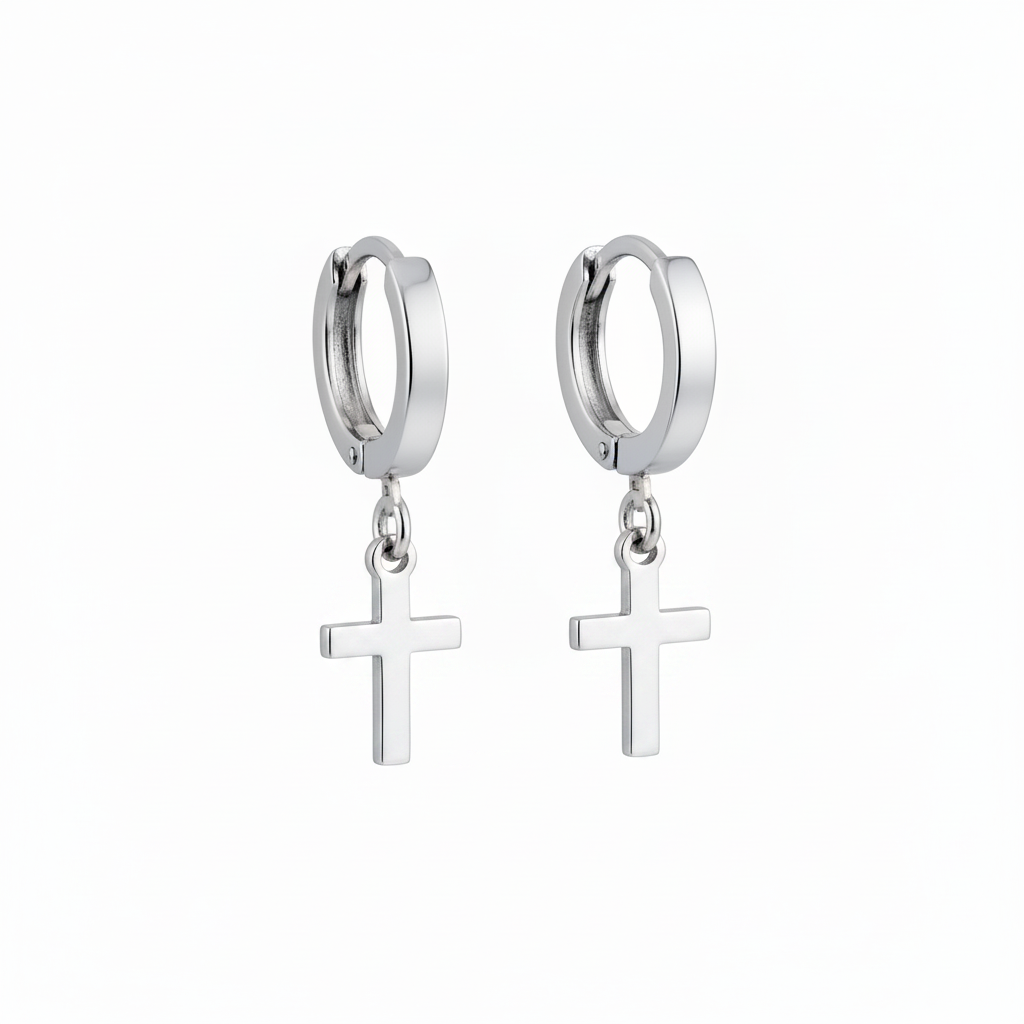Cross Huggie Hoops