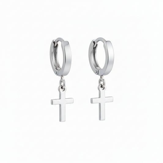 Cross Huggie Hoops