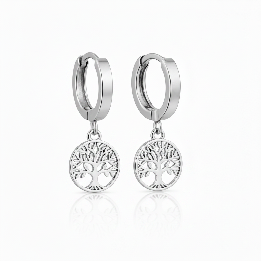 Tree Of Life Huggie Hoops