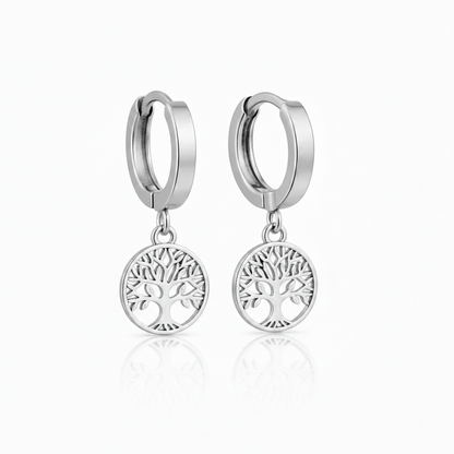 Tree Of Life Huggie Hoops