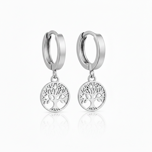 Tree Of Life Huggie Hoops