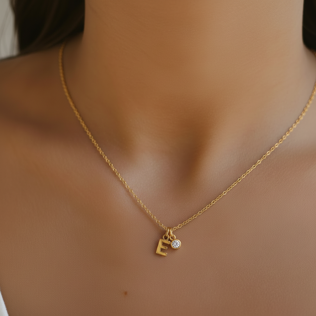 Birthstone Initial Necklace