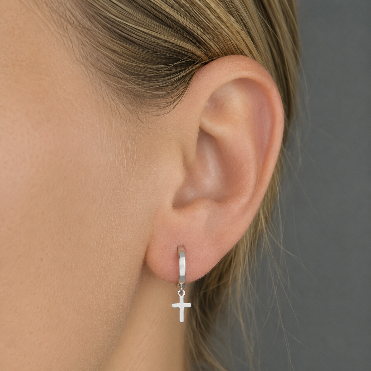 Cross Huggie Hoops