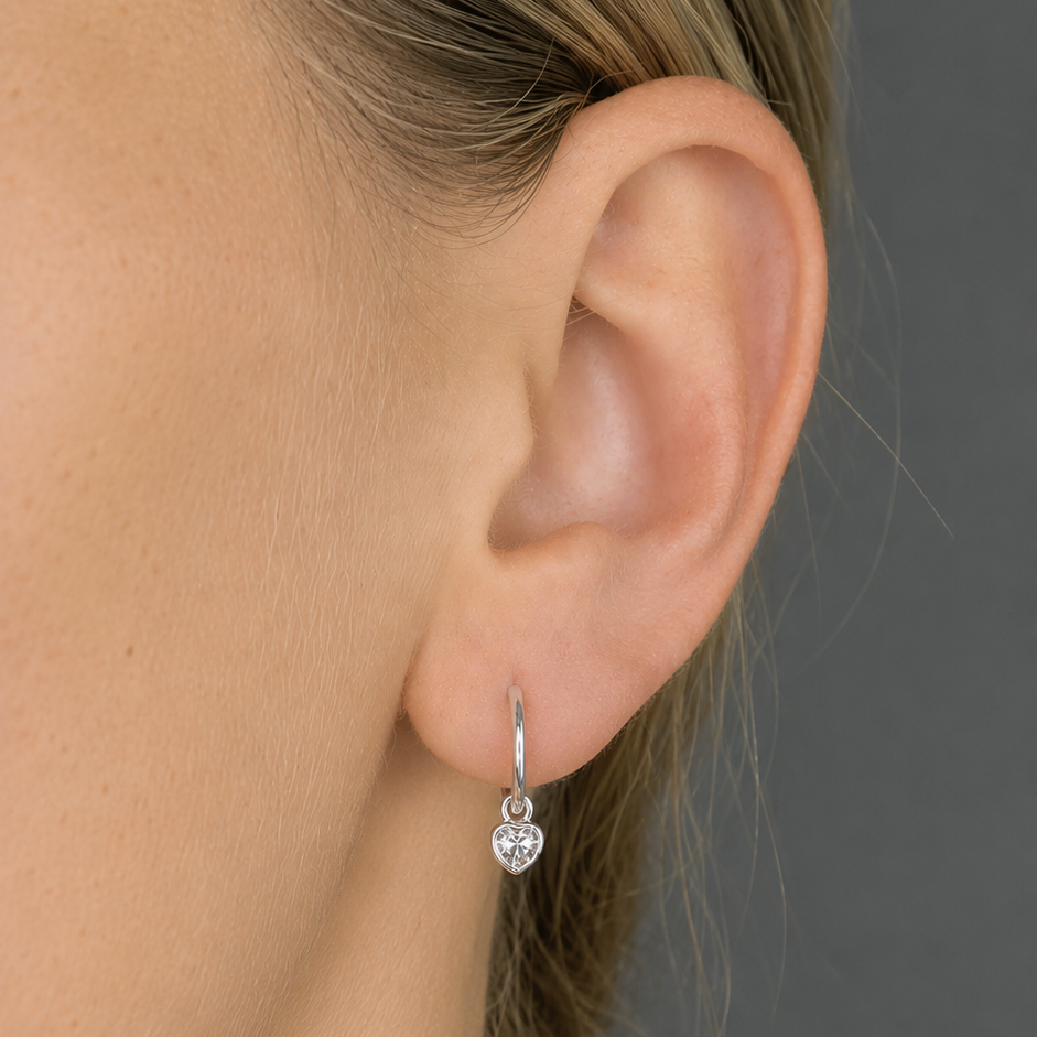 Sparkle Heart Mini Hoops