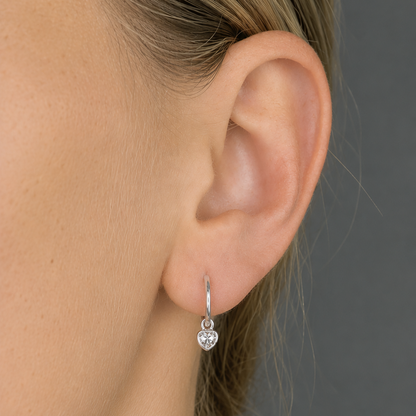 Sparkle Heart Mini Hoops