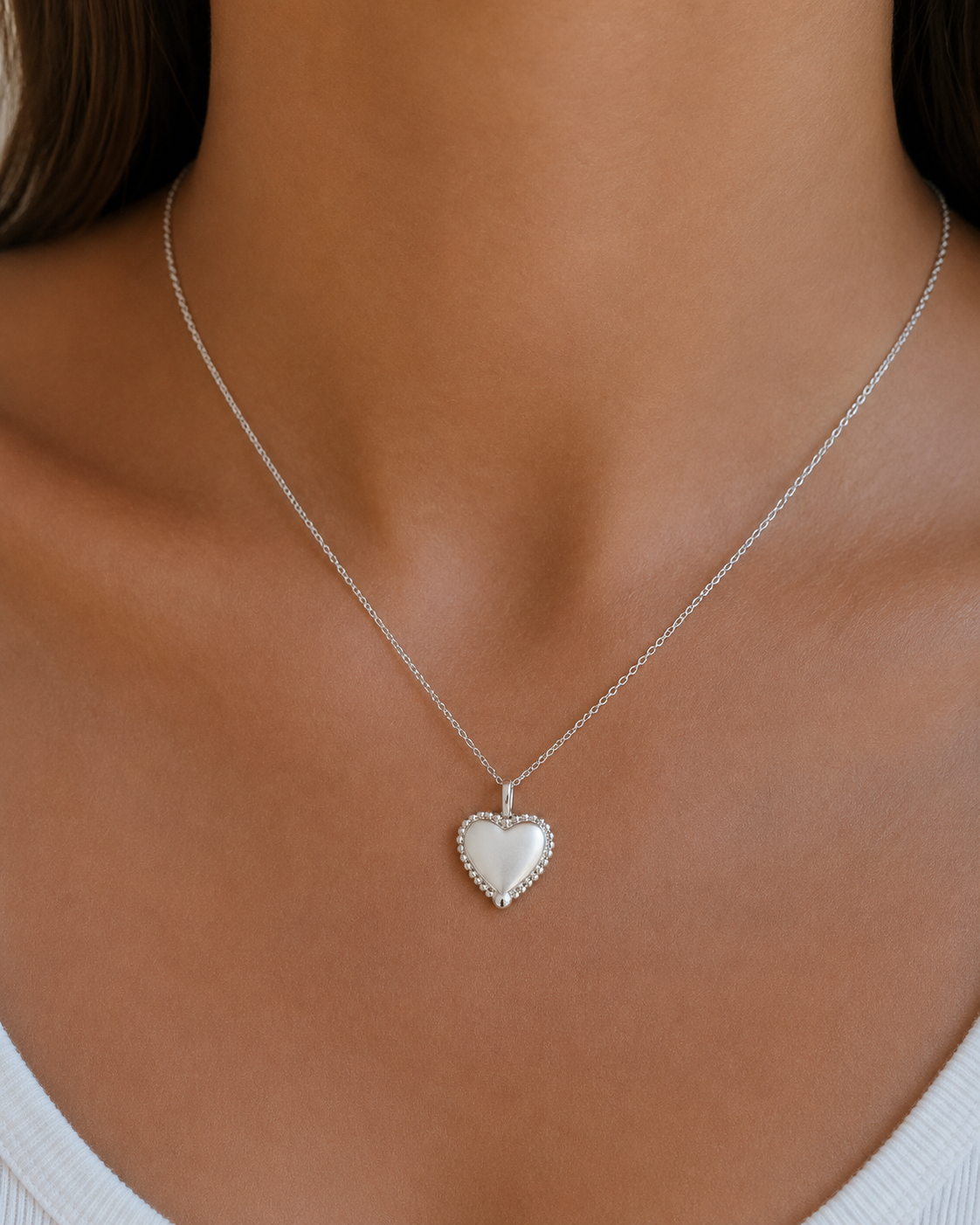 Beaded Heart Locket Necklace