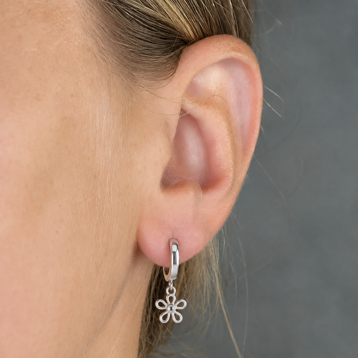 Posie Flower Huggie Hoops