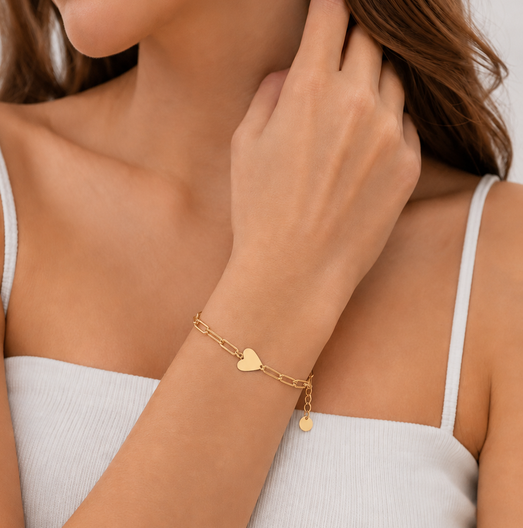 Heart Paper Clip Bracelet