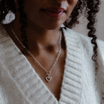 Open Heart Trace Chain Necklace