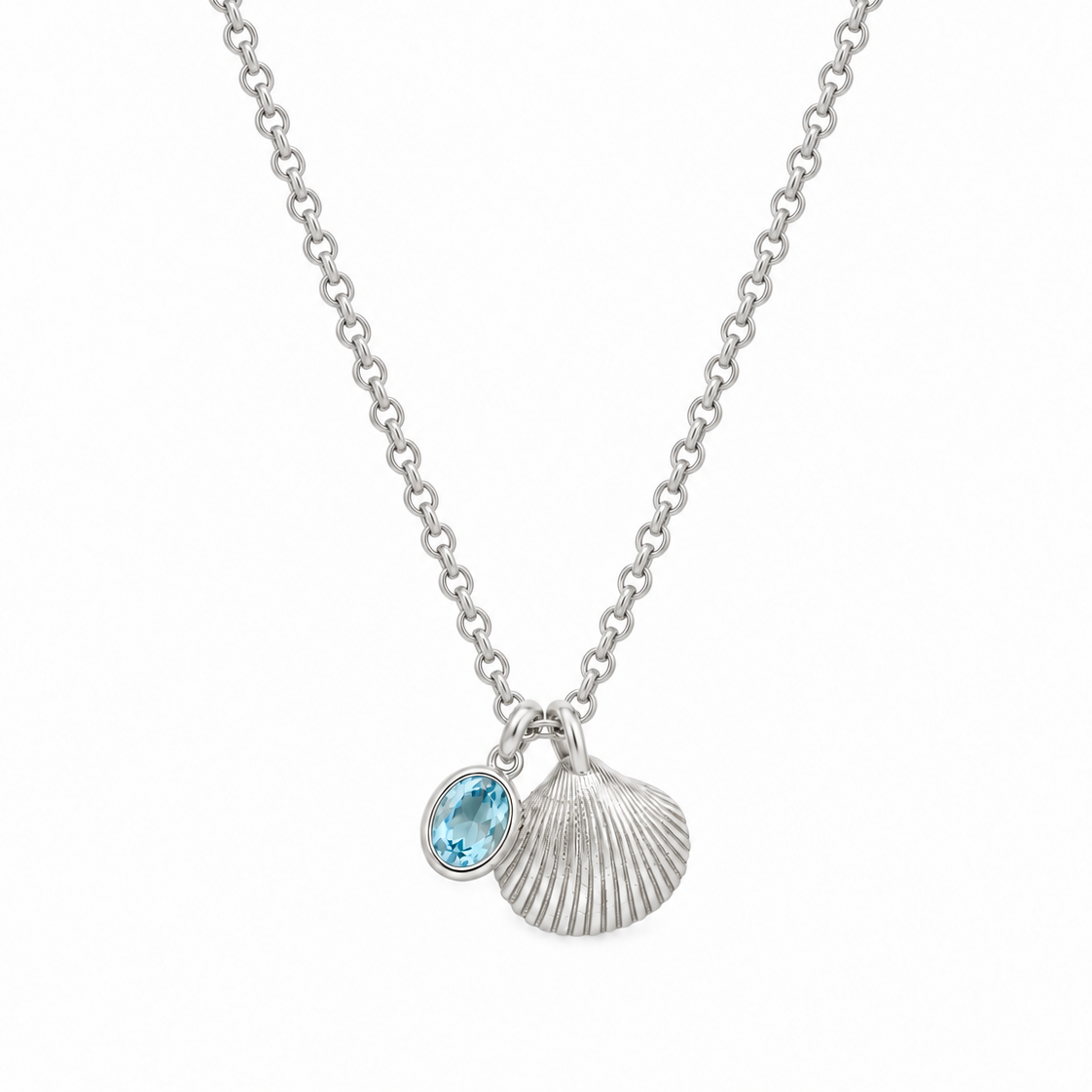 Maxi Shell Blue Topaz Necklace | Handmade Sterling Silver