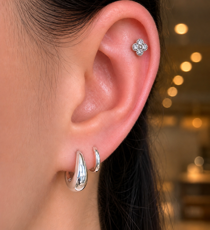Quatrefoil Flat Back Cartilage Stud