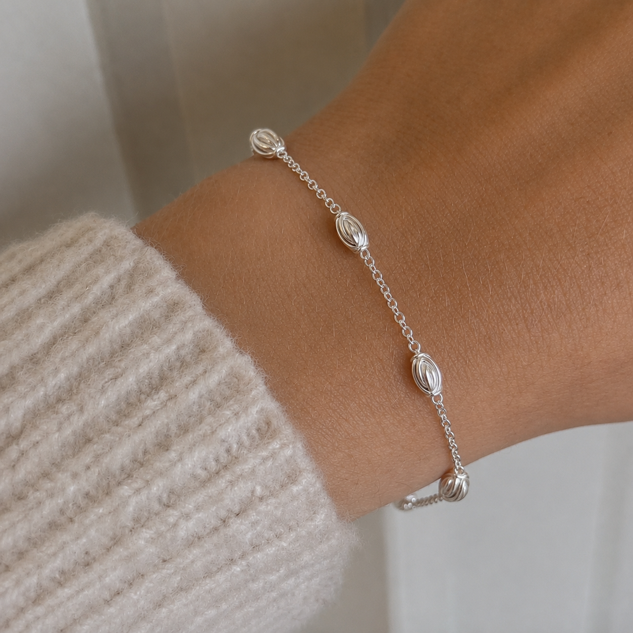 Diamond Cut Oval Bracelet
