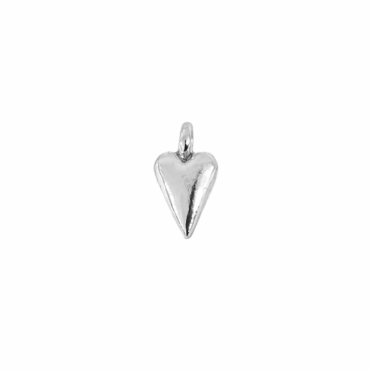 Silver heart-shaped pendant on a white background