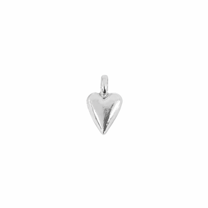 Silver heart-shaped pendant on a white background