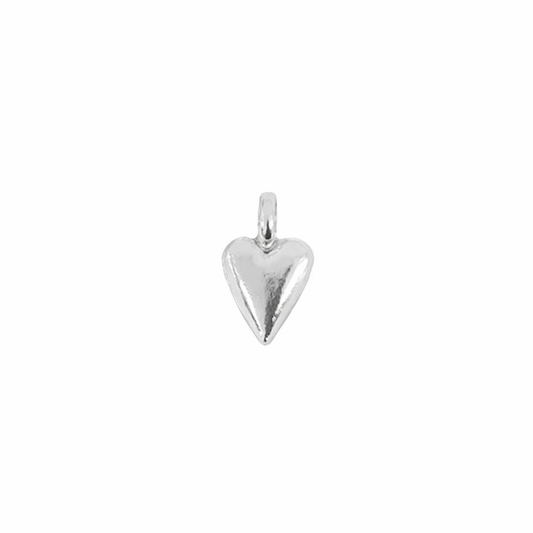 Silver heart-shaped pendant on a white background