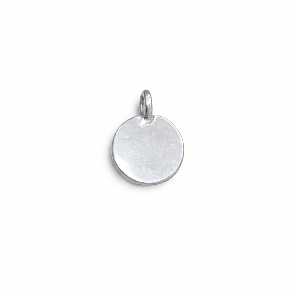 Silver midi disc pendant on a white background 