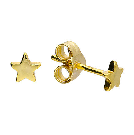 Gold star-shaped earrings on a white background