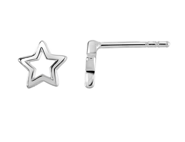 Star-shaped silver earring on a white background
