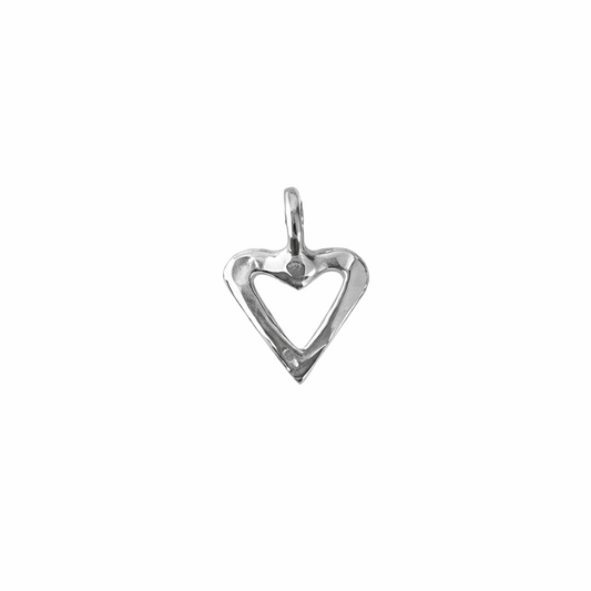 Silver heart-shaped pendant on a white background