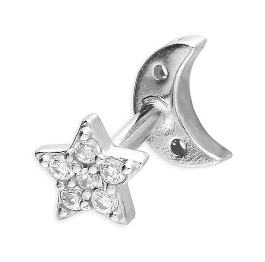 Moon & Star Cartilage Stud