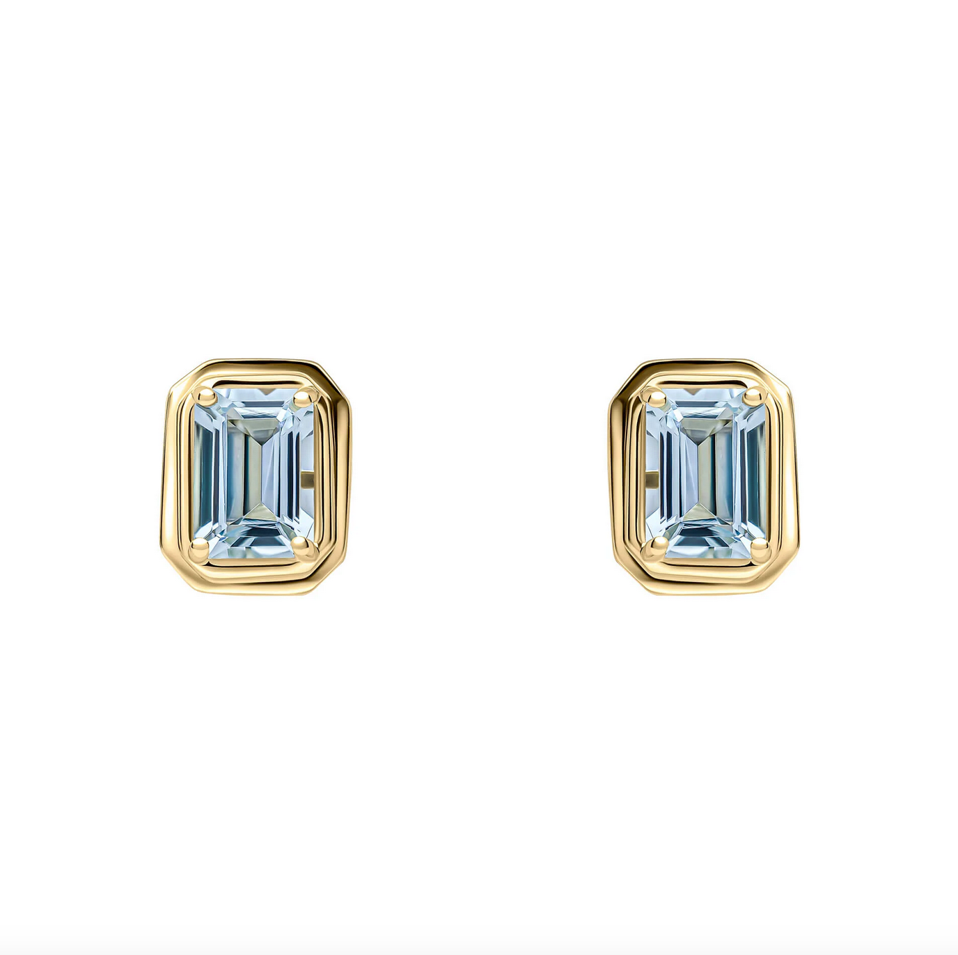 9ct Gold Aquamarine Stud Earrings