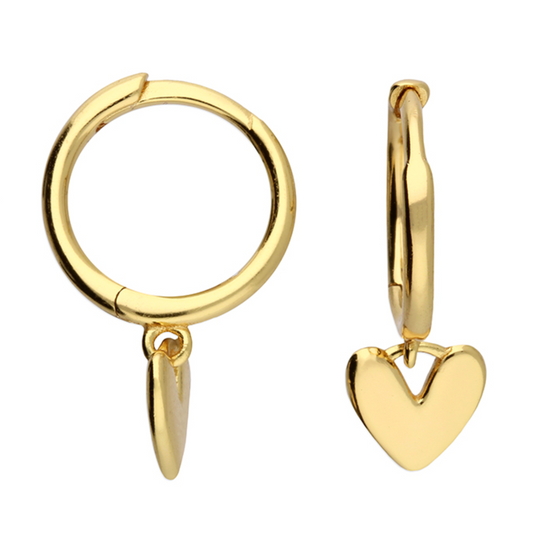 Organic Heart Huggie Hoops