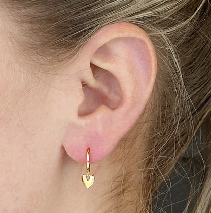 Organic Heart Huggie Hoops