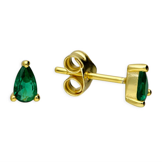 Green Teardrop Stud