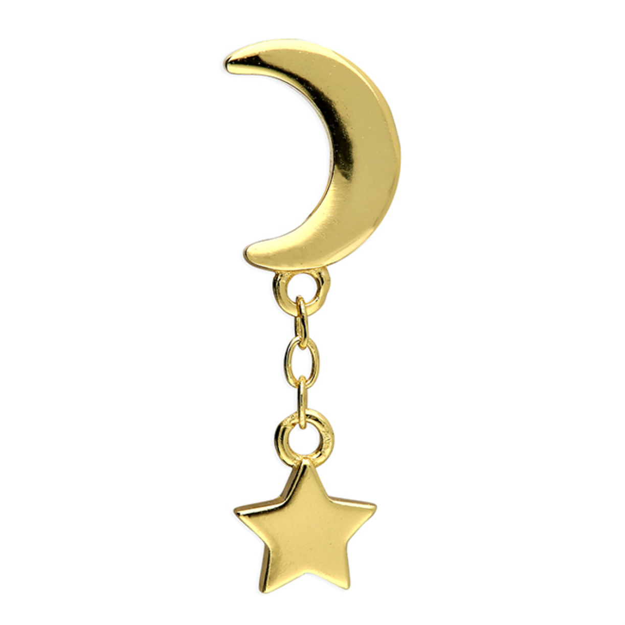 Moon & Star Chain Flat Back Cartilage Stud