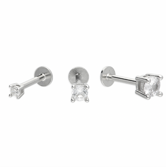 Triple Sparkle Flat Back Cartilage Studs