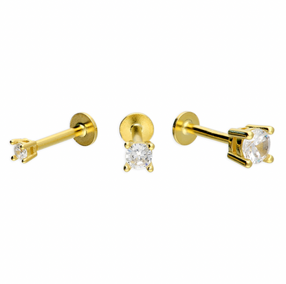 Triple Sparkle Flat Back Cartilage Studs