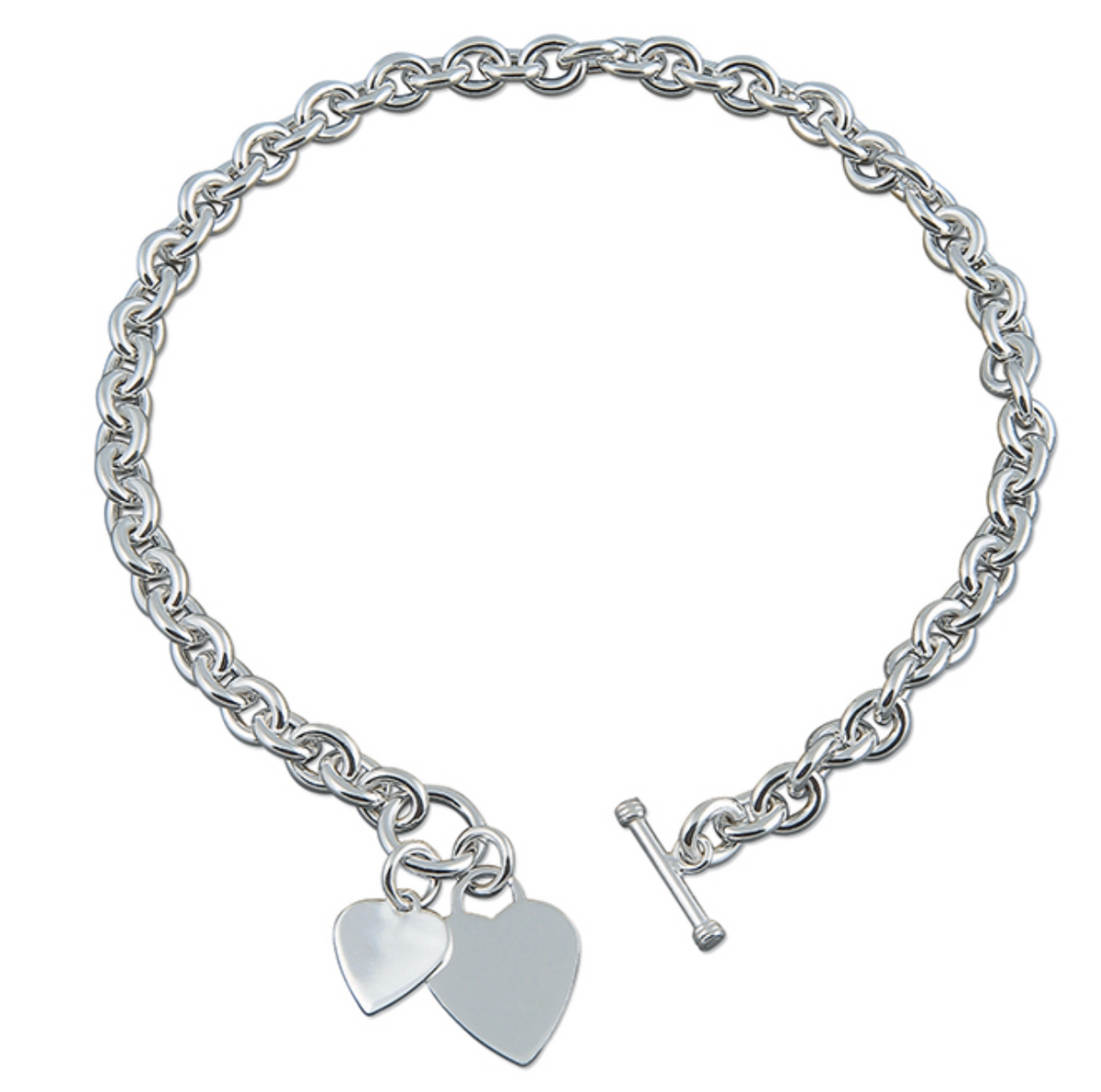 Double Heart T-Bar Necklace