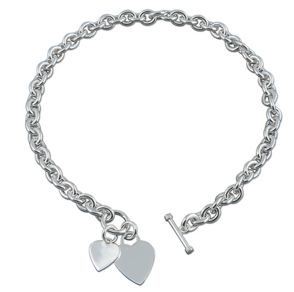 Double Heart T-Bar Necklace