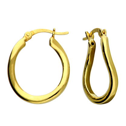 Gold hoop earrings on a white background