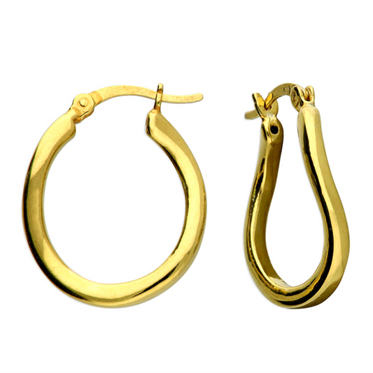 Gold hoop earrings on a white background
