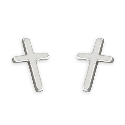 Silver cross-shaped earrings on a white background