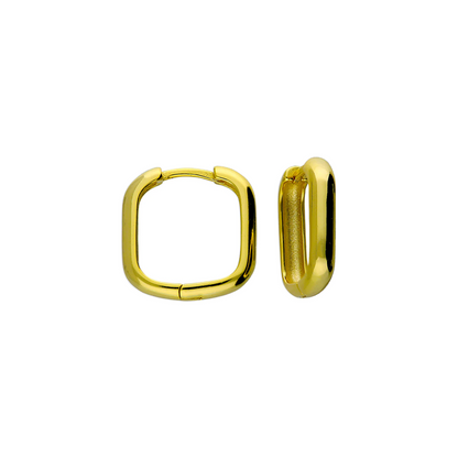 Gold hoop earrings on a white background