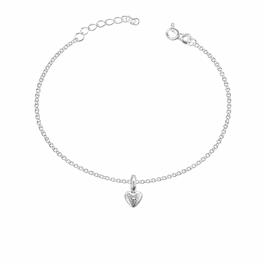 Teeny heart belcher bracelet on white background 