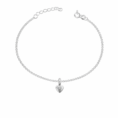 Teeny heart belcher bracelet on white background 