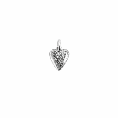 Silver heart-shaped pendant on a white background