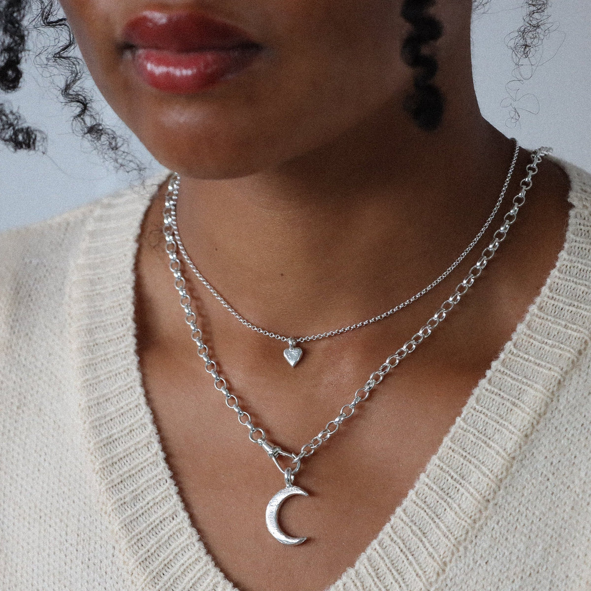 Sterling silver Albert Chain necklace with an oval belcher chain and swivel clasp