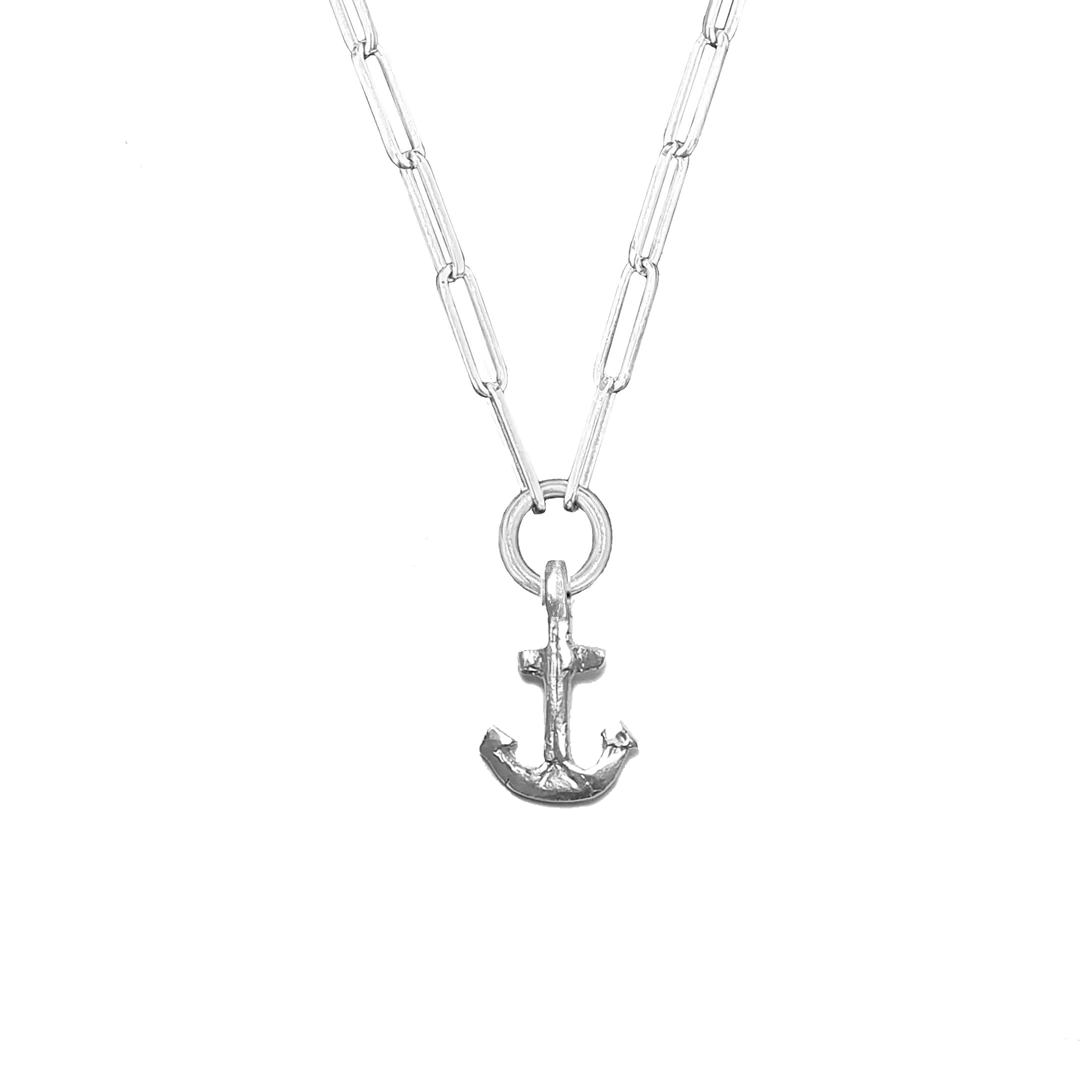 Anchor trace necklace on a white background 