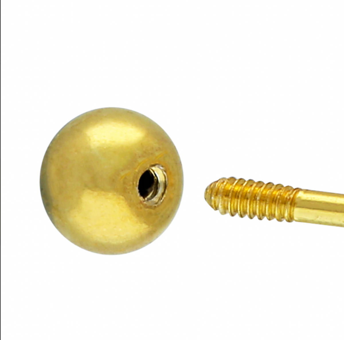 Close-up of the gold-plated butterfly stud’s threaded post and removable screw-on ball back