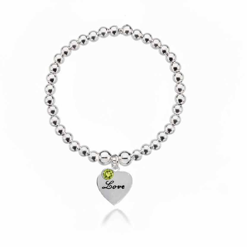 Personalised Heart Birthstone Bracelet