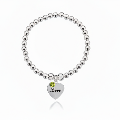Personalised Heart Birthstone Bracelet