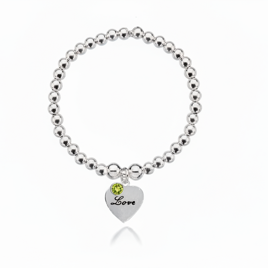 Personalised Heart Birthstone Bracelet