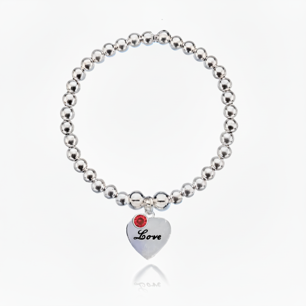 Personalised Heart Birthstone Bracelet