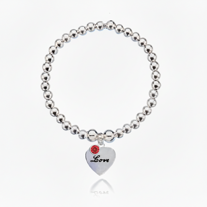 Personalised Heart Birthstone Bracelet