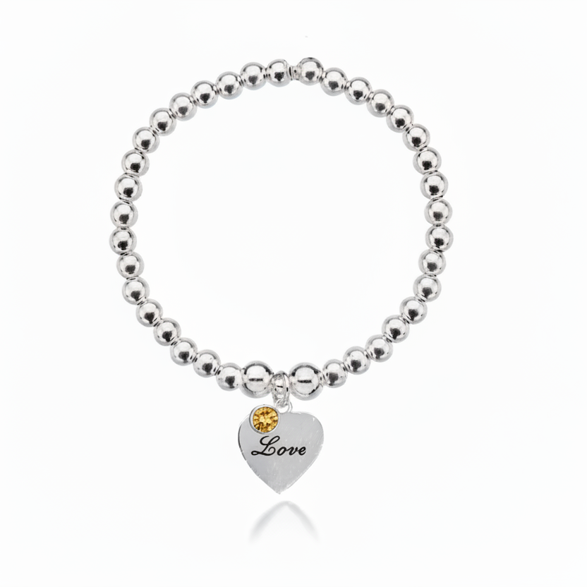 Personalised Heart Birthstone Bracelet