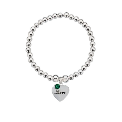 Personalised Heart Birthstone Bracelet